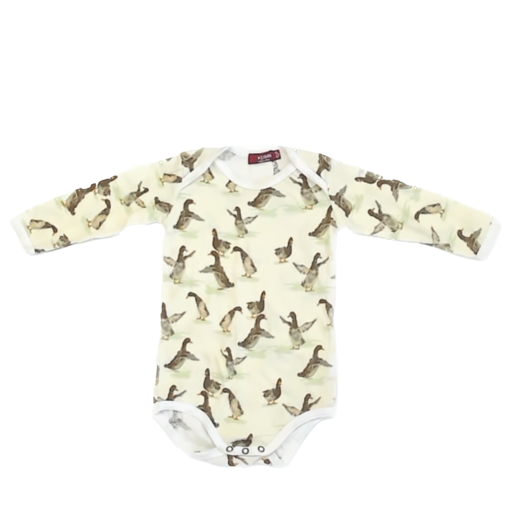 Milkbarn Boys Cream | Ducks Onesie Size: 12-18 Months Cream | Ducks