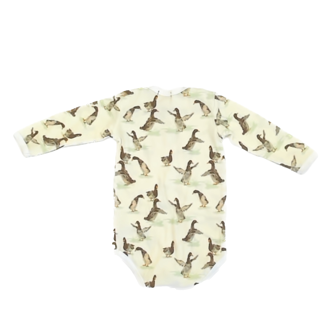 Milkbarn Boys Cream | Ducks Onesie Size: 12-18 Months Cream | Ducks