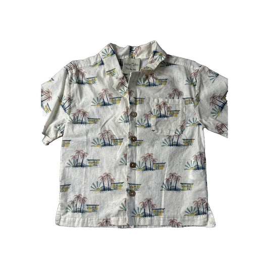 Louise Misha Boys cream | Forest Green | Light Blue | pink Button Down Short Sleeve Size: 4T cream | Forest Green | Light Blue | pink