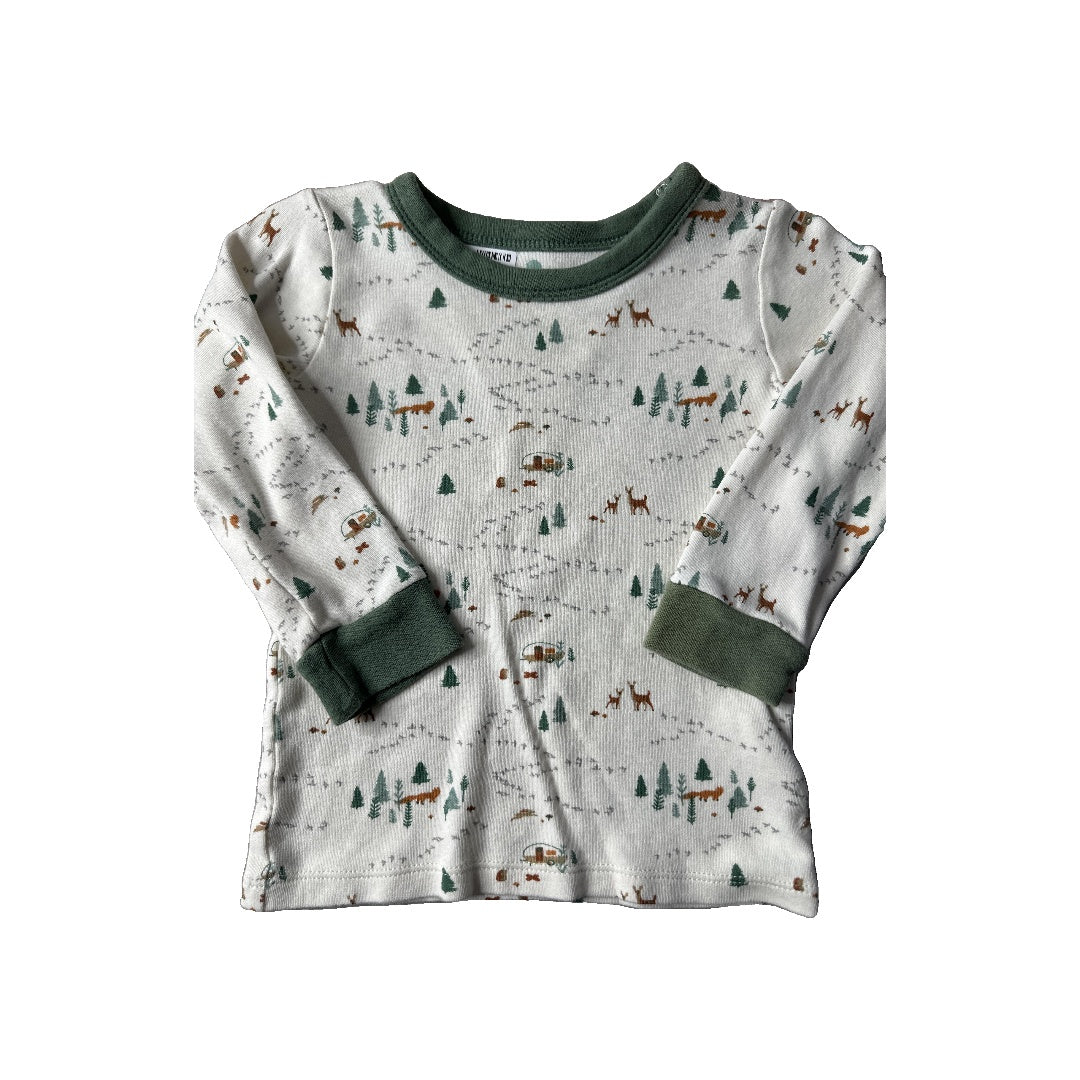 Finn + Emma Unisex cream | Forest Green Long Sleeve T-Shirt Size: 12-24 months cream | Forest Green