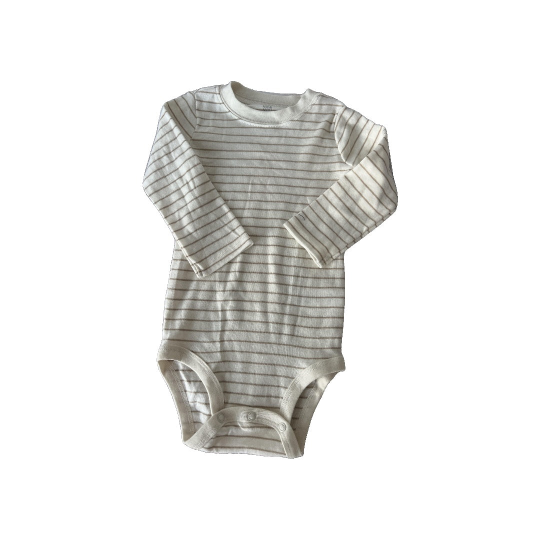 Just Born Unisex cream | Gold | Stripe Onesie Size: 18 months cream | Gold | Stripe