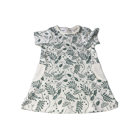 Little Lentil Girls cream | green Dress Size: 3-6 months cream | green
