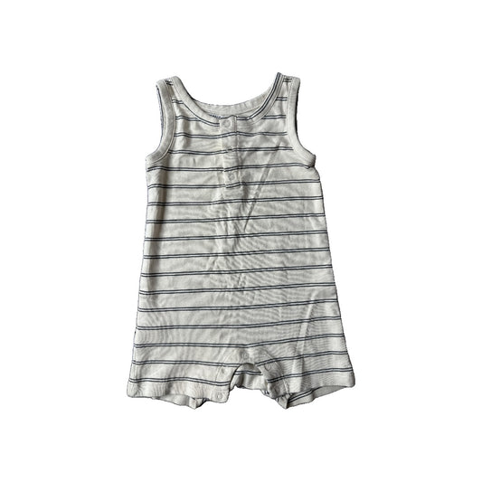 Colored Organics Boys cream | Grey | Striped Romper Size: 12-18 months cream | Grey | Striped