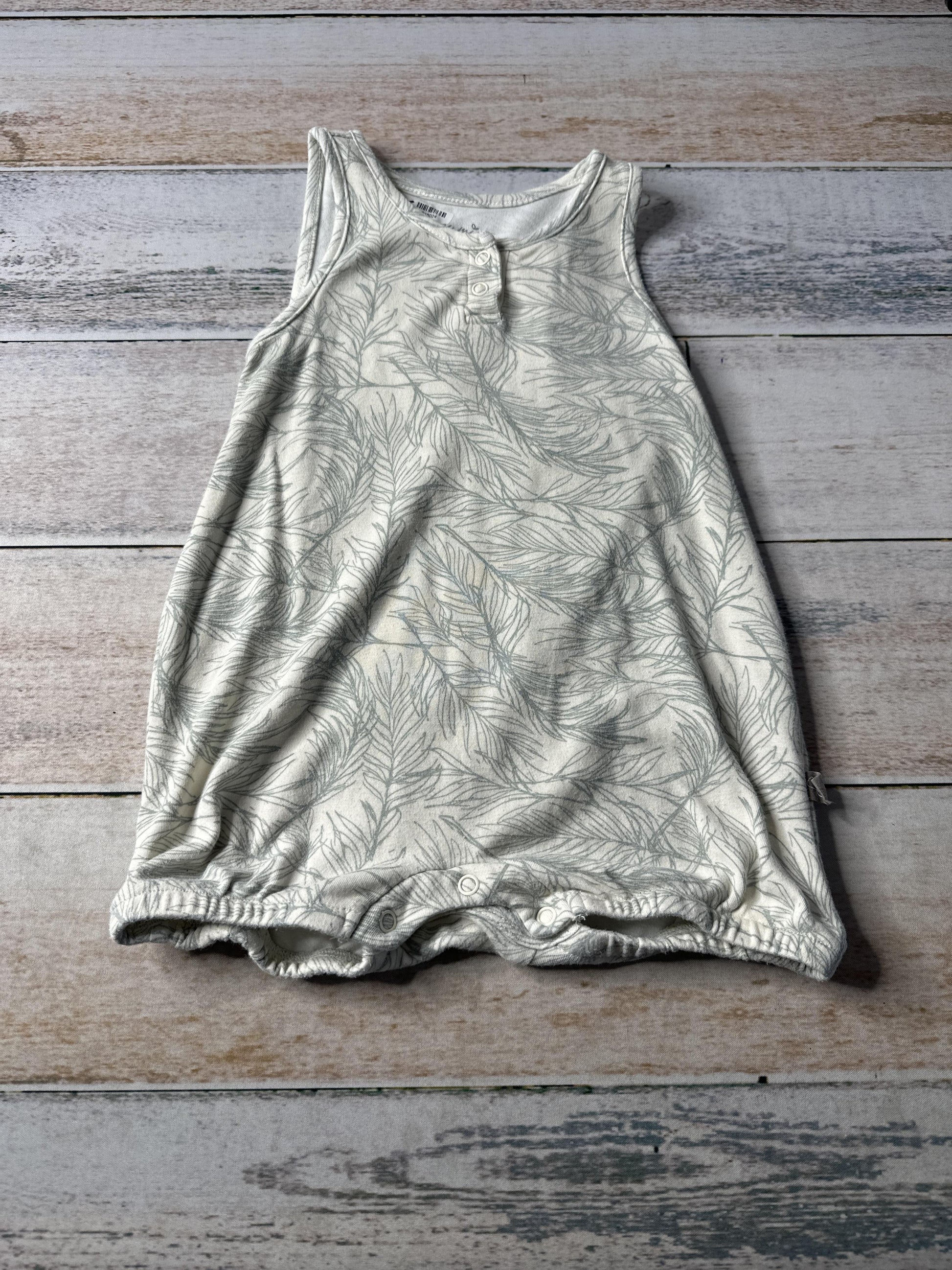 Goumi Unisex cream | Leaves | Sage Romper Size: 2T cream | Leaves | Sage