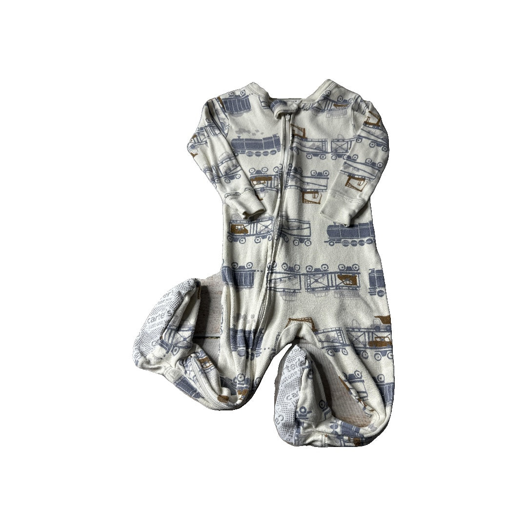 Carters Boys cream | Light Blue | Brown Pajamas Size: 12 months cream | Light Blue | Brown