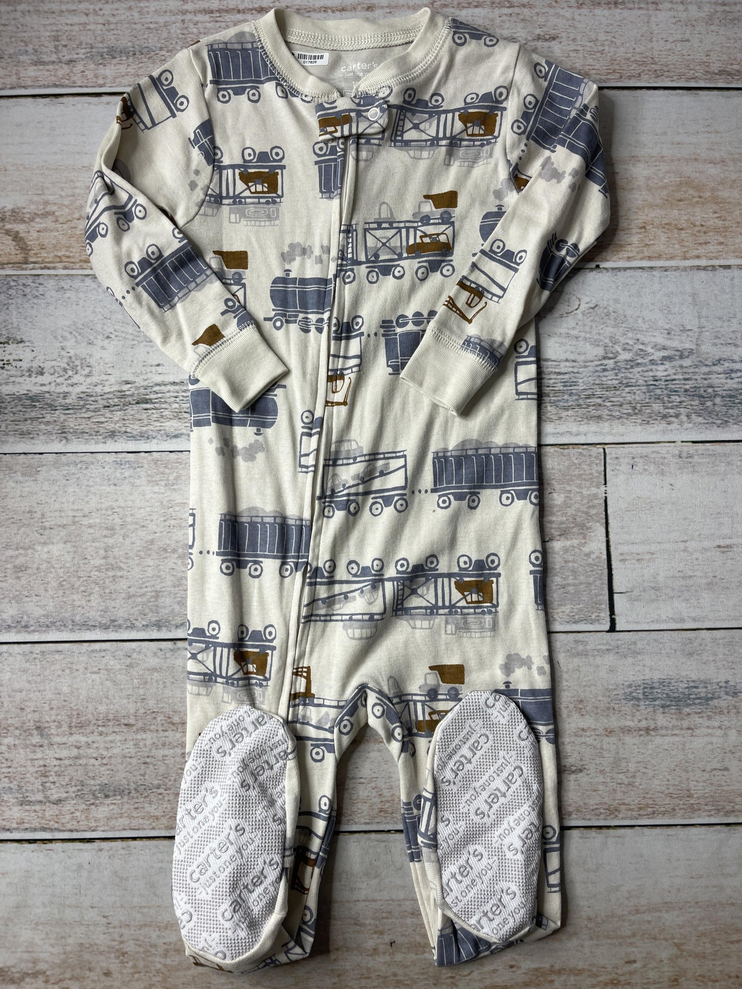 Carters Boys cream | Light Blue | Brown Pajamas Size: 18 months cream | Light Blue | Brown