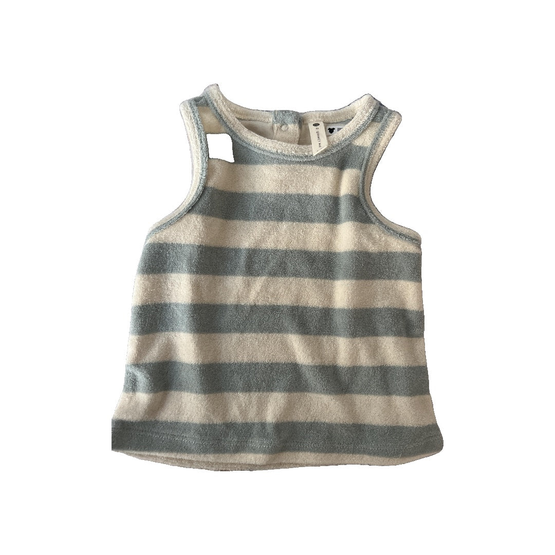 Quincy Mae Girls cream | Light Blue | Stripe Tank Top Size: 6-12 months cream | Light Blue | Stripe