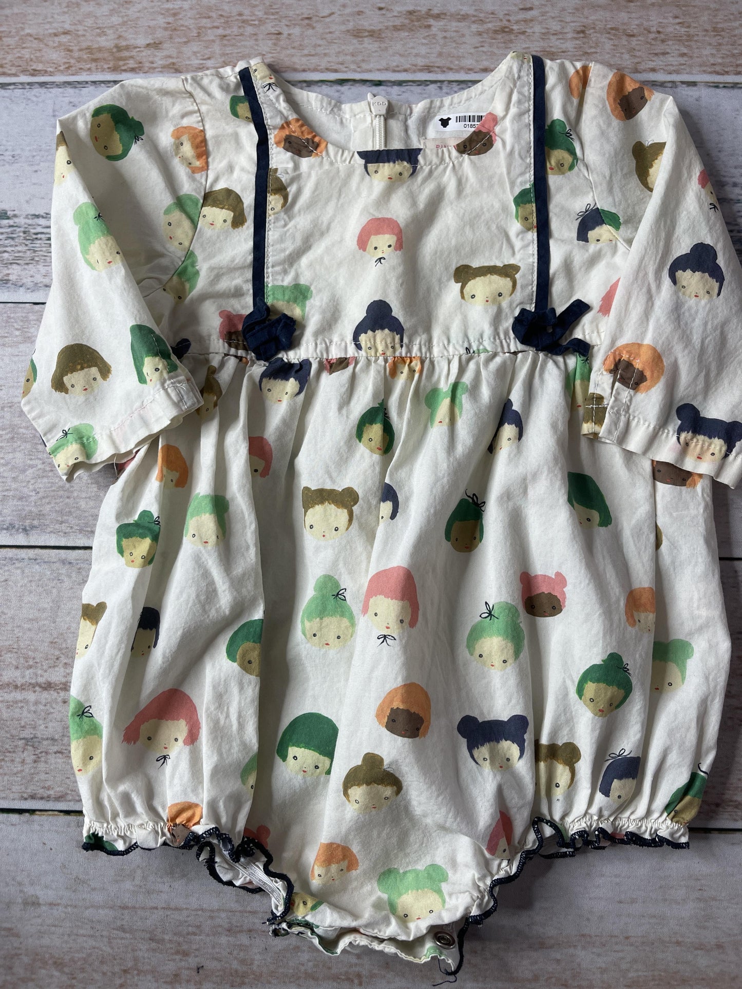Pink Chicken Girls cream | Navy Blue | green | pink Long Sleeve Outfit Size: 18-24 months cream | Navy Blue | green | pink