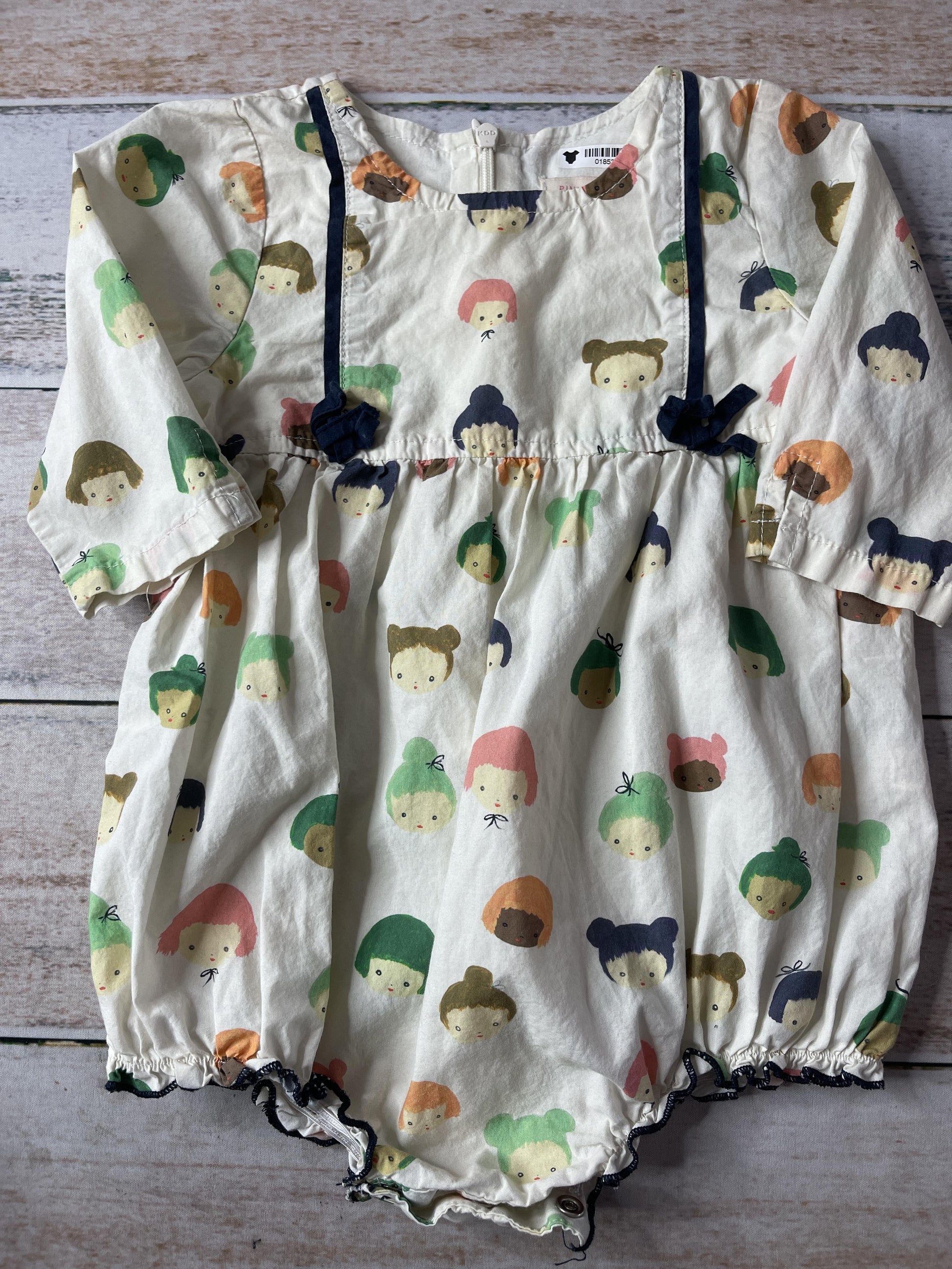 Pink Chicken Girls cream | Navy Blue | green | pink Long Sleeve Outfit Size: 18-24 months cream | Navy Blue | green | pink