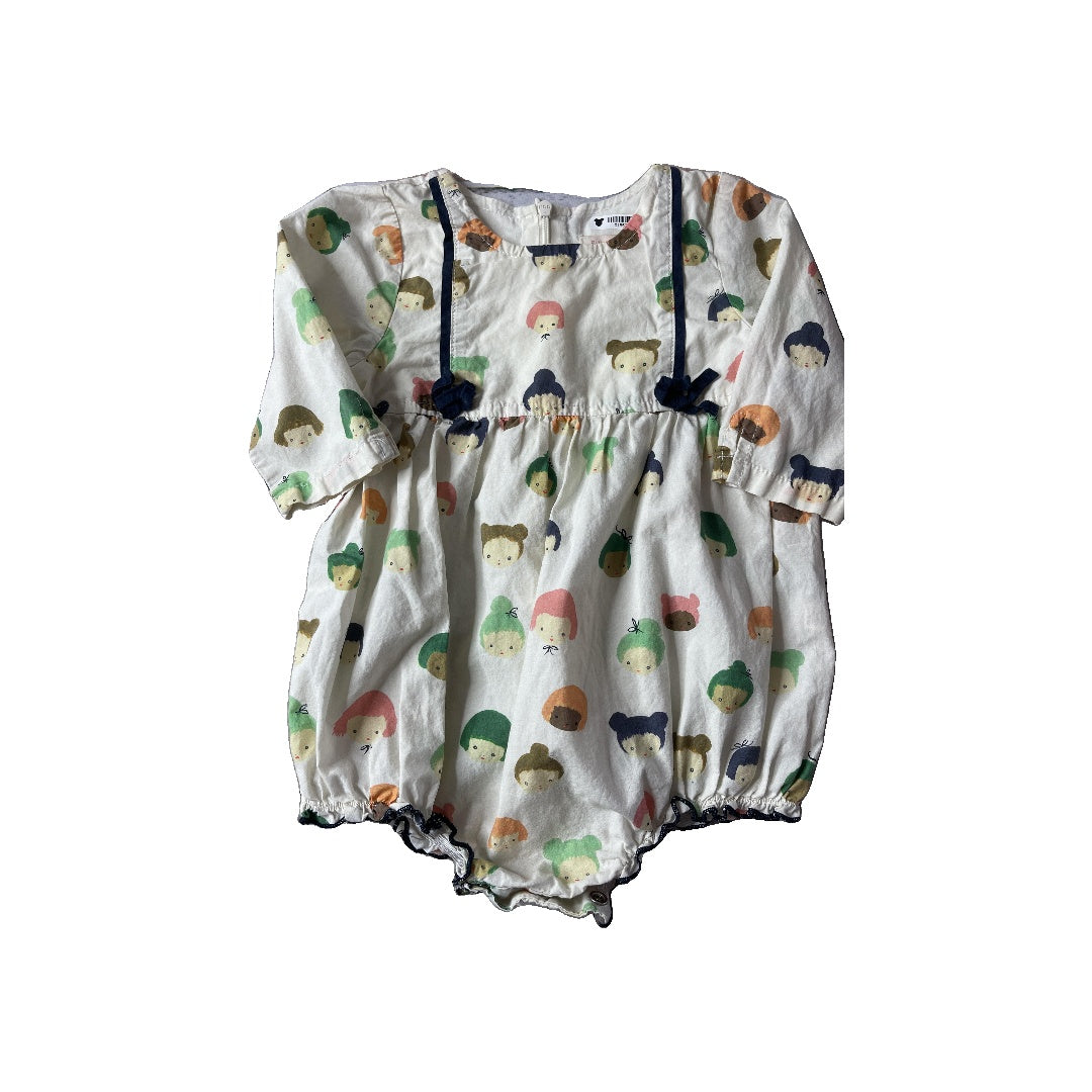 Pink Chicken Girls cream | Navy Blue | green | pink Long Sleeve Outfit Size: 18-24 months cream | Navy Blue | green | pink