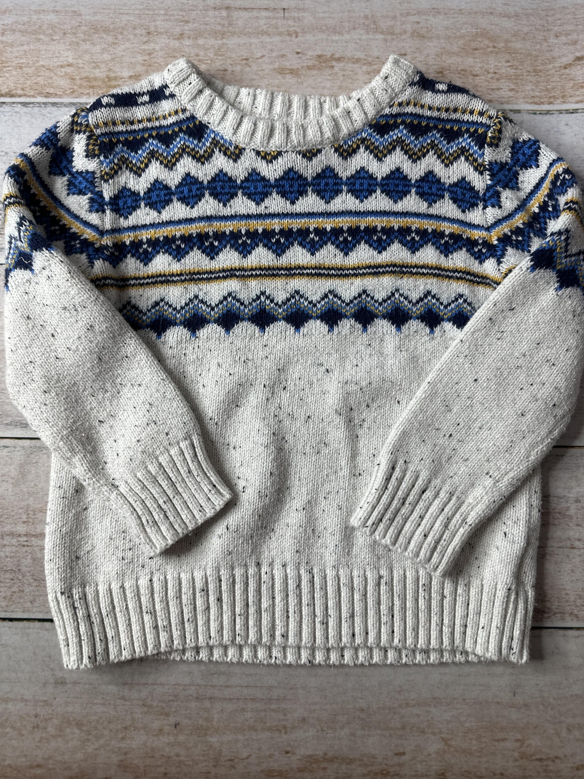 Cat & Jack Boys cream | Navy Blue | Yellow Sweater Size: 3T cream | Navy Blue | Yellow