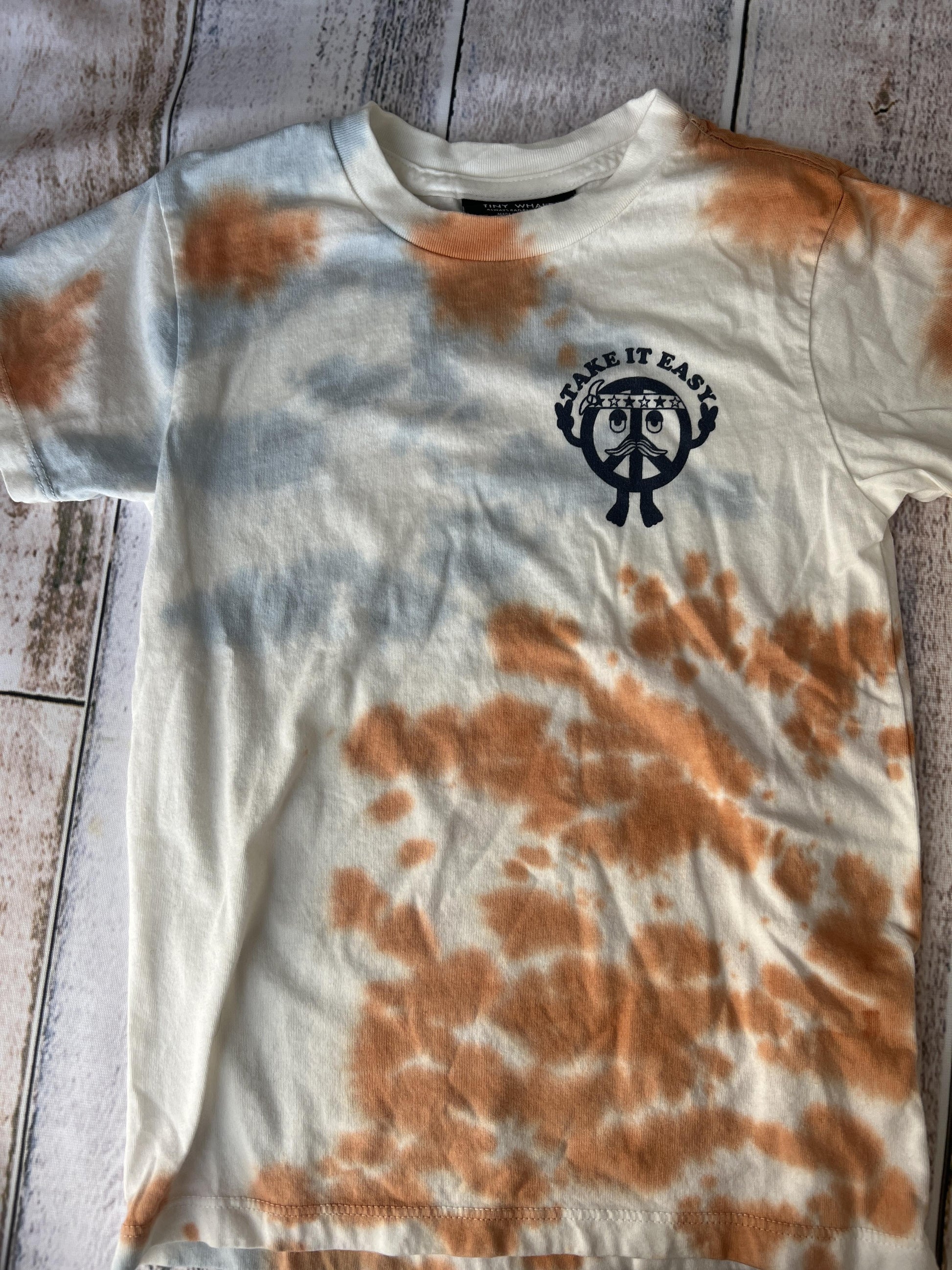 Tiny Whales Boys cream | orange | Tie Dye T-Shirt Size: 4T cream | orange | Tie Dye
