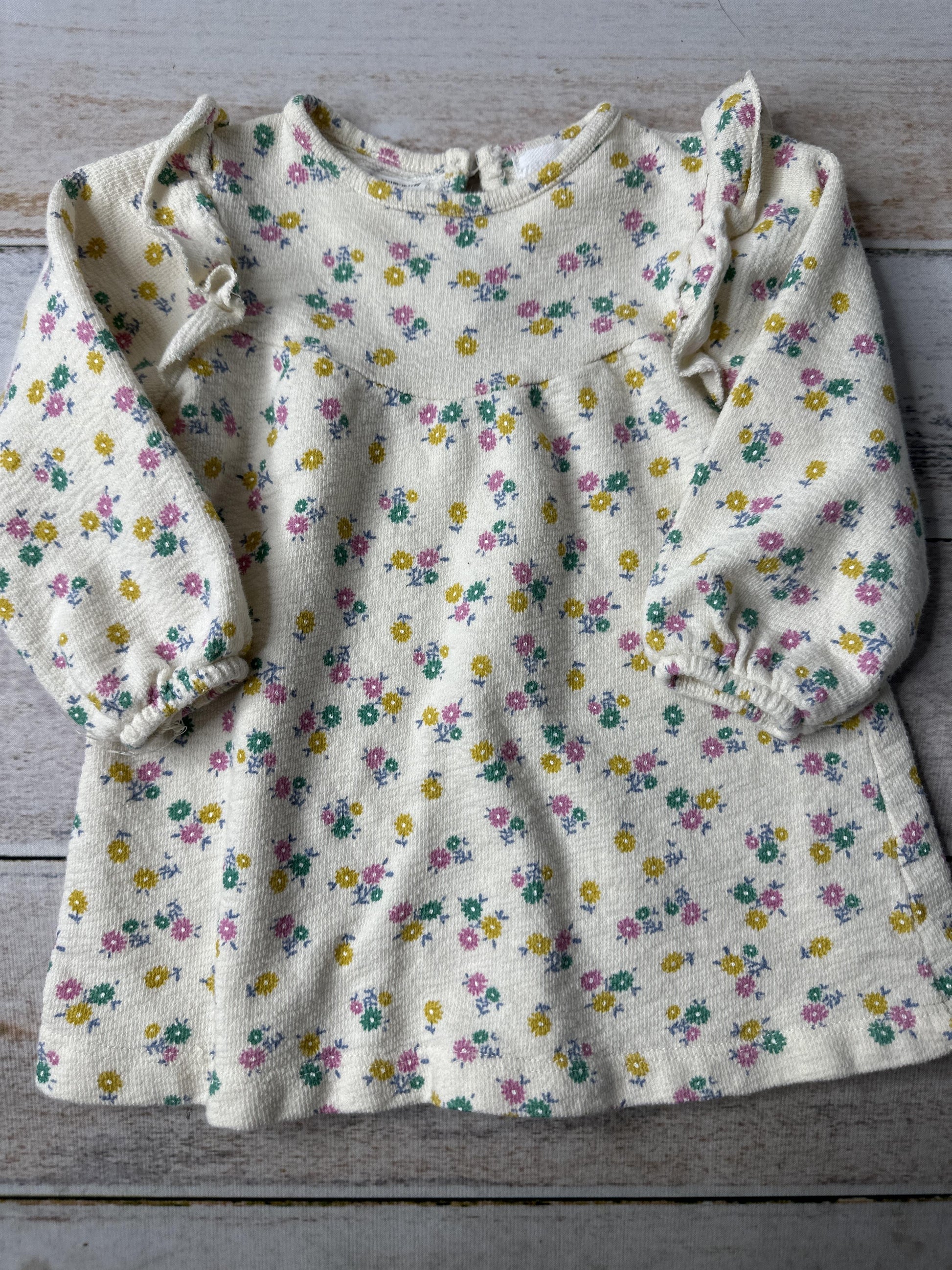 Zara Girls cream | Pink floral Sweater Size: 9-12 Months cream | Pink floral