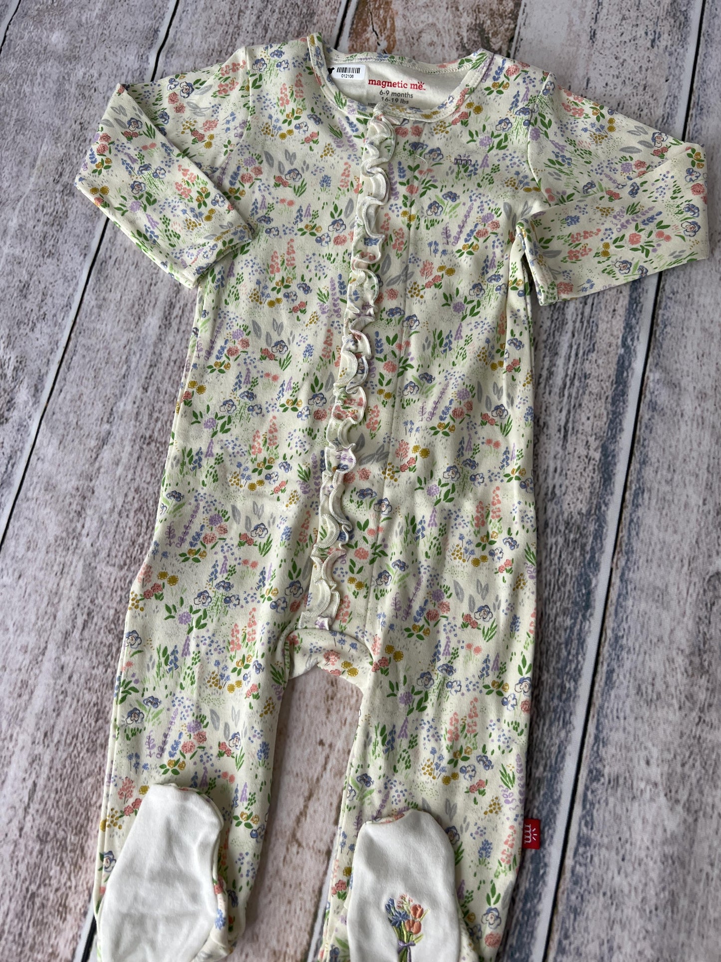 Magnetic Me Girls cream | Pink floral Pajamas Size: 6-9 months cream | Pink floral