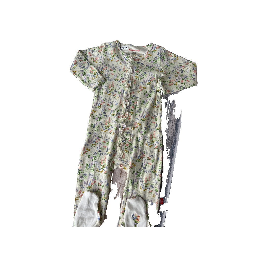 Magnetic Me Girls cream | Pink floral Pajamas Size: 6-9 months cream | Pink floral