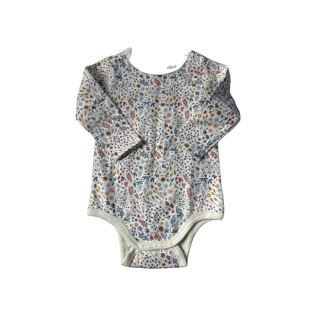 PNW Girls cream | Pink floral Onesie Size: 6-9 months cream | Pink floral