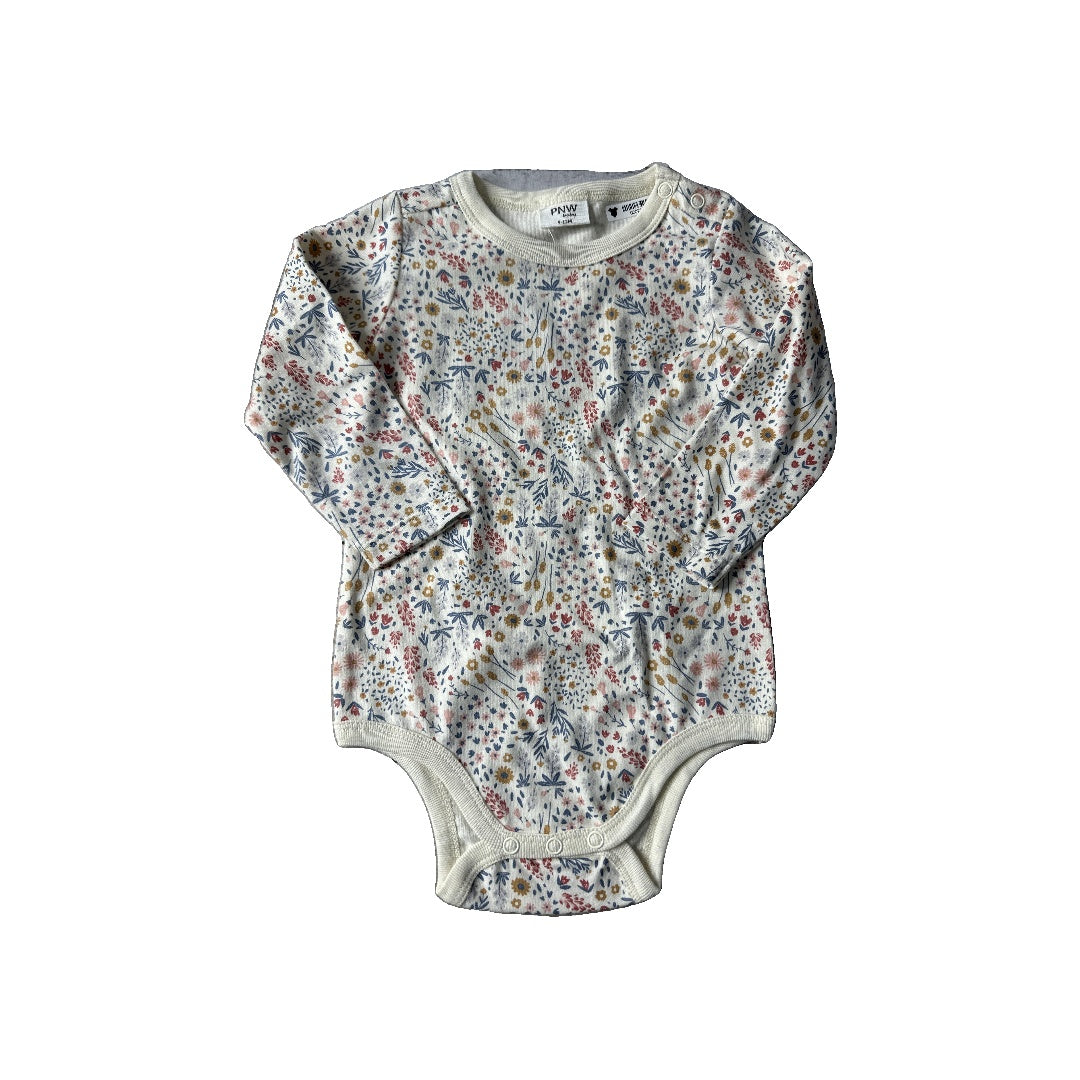 Girls cream | Pink floral Onesie Size: 9-12 Months cream | Pink floral