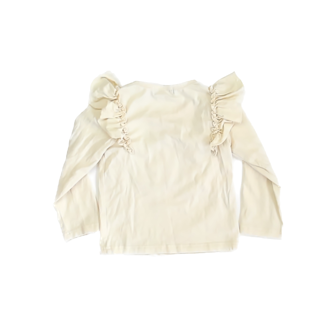 Hunny Bee Girls Cream | Plaid Pumpkin Long Sleeve Shirt Size: 6 Years | L Cream | Plaid Pumpkin