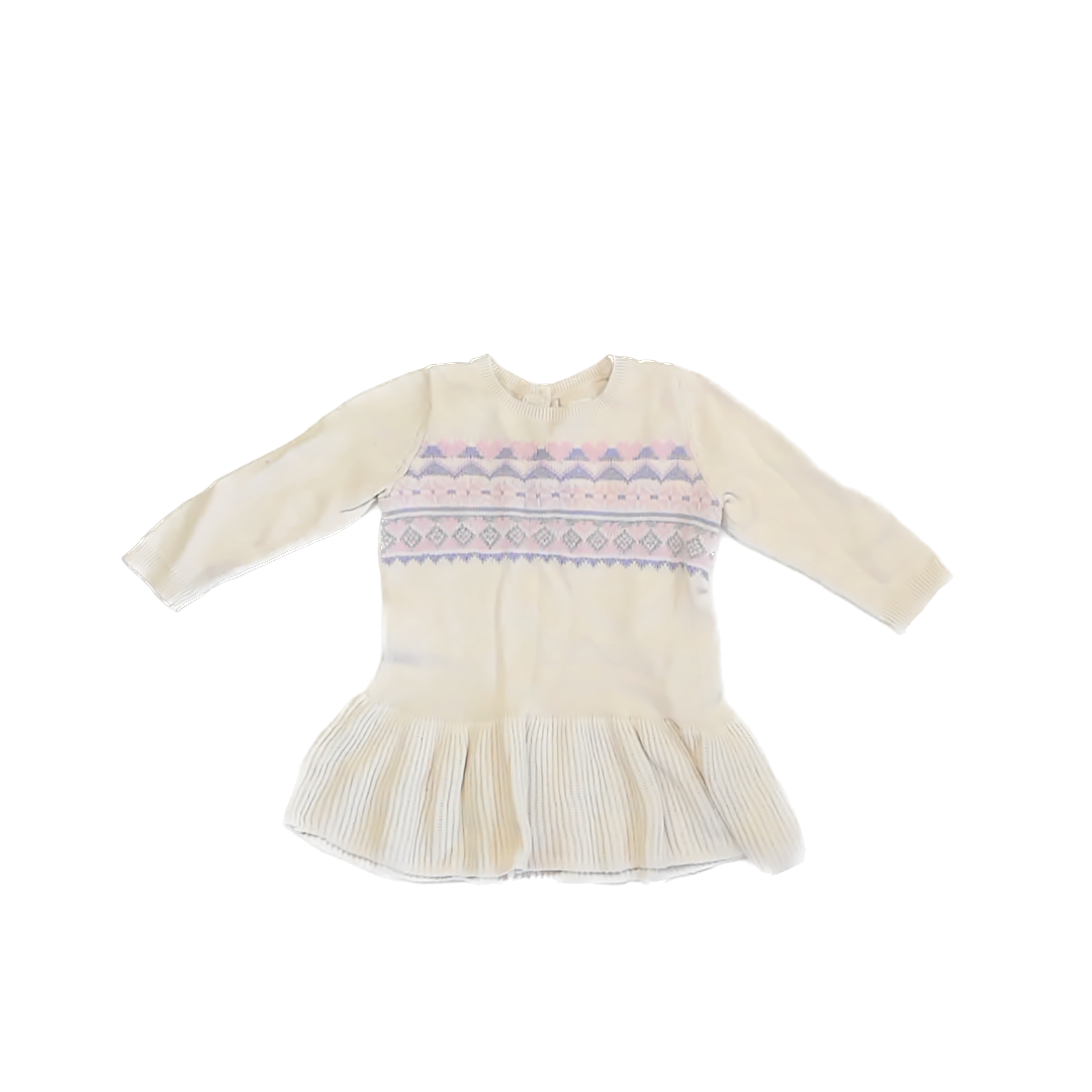 Gap Girls Cream | Purple | Pink Sweater Dress Size: 12-18 Months Cream | Purple | Pink