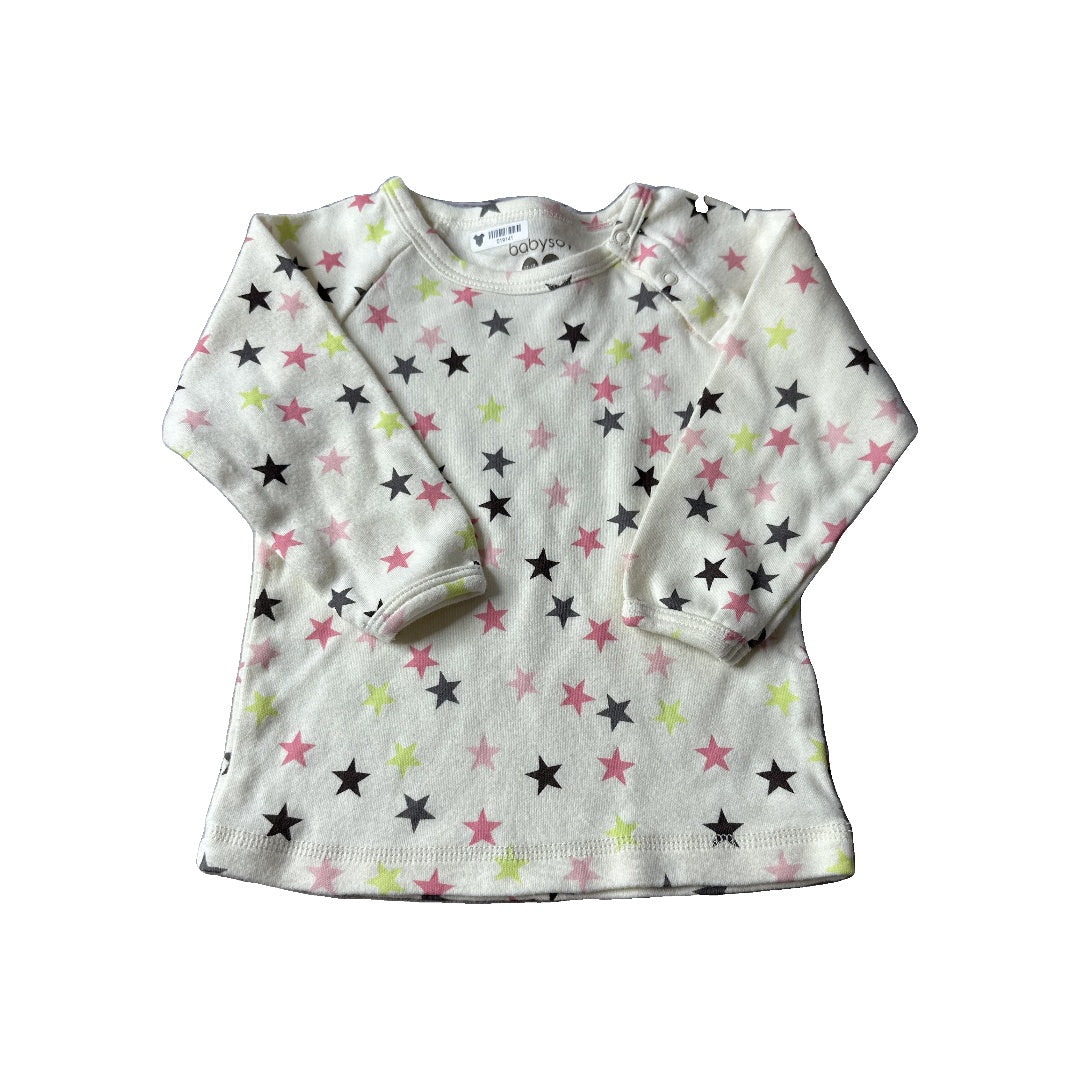 Babysoy Girls cream | Rainbow | Stars Long Sleeve Shirt Size: 12-18 months cream | Rainbow | Stars