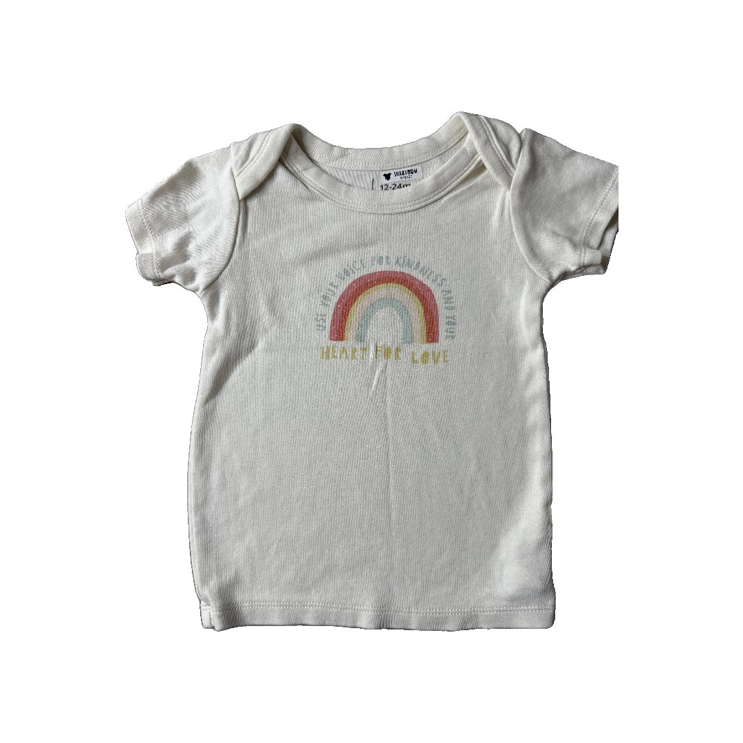 Finn + Emma Girls cream | Rainbow | Text T-Shirt Size: 12-18 months cream | Rainbow | Text