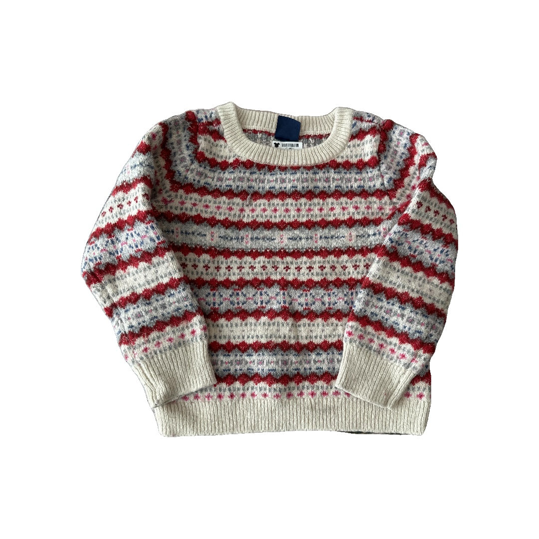 Gap Girls cream | Red | Blue Sweater Size: 3T cream | Red | Blue