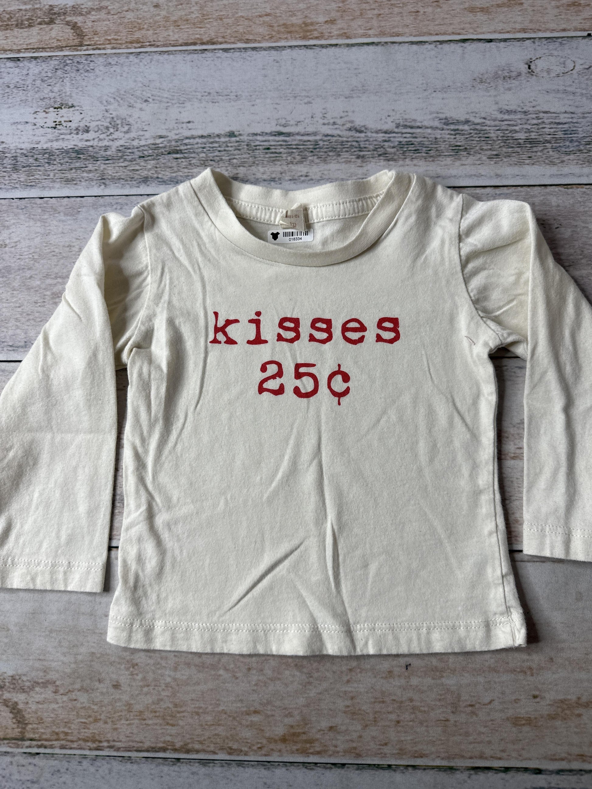 Tenth + Pine Unisex cream | Red | Text Long Sleeve T-Shirt Size: 12-18 months cream | Red | Text