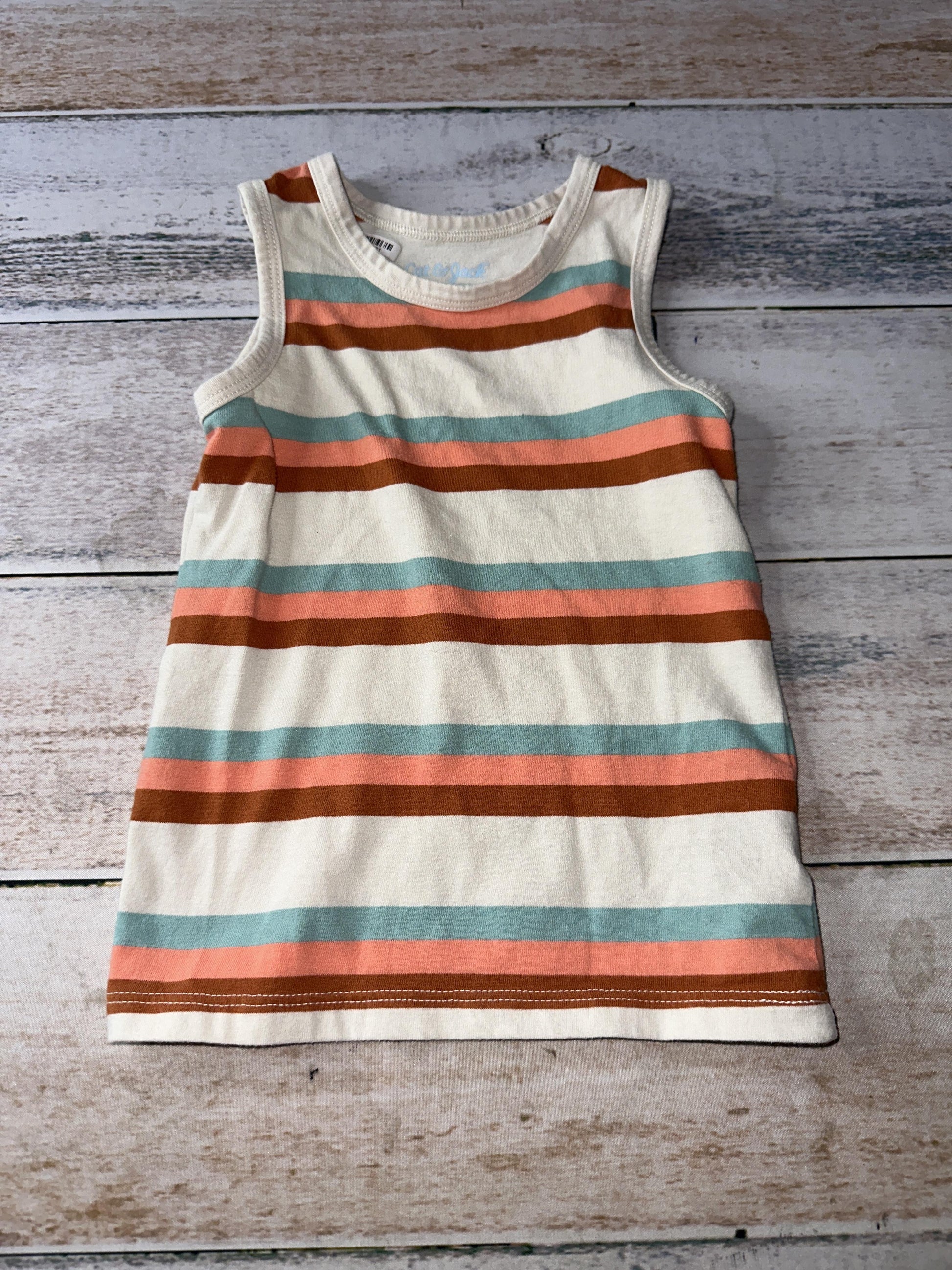 Cat & Jack Boys cream | Retro | Stripe Tank Top Size: 18 months cream | Retro | Stripe