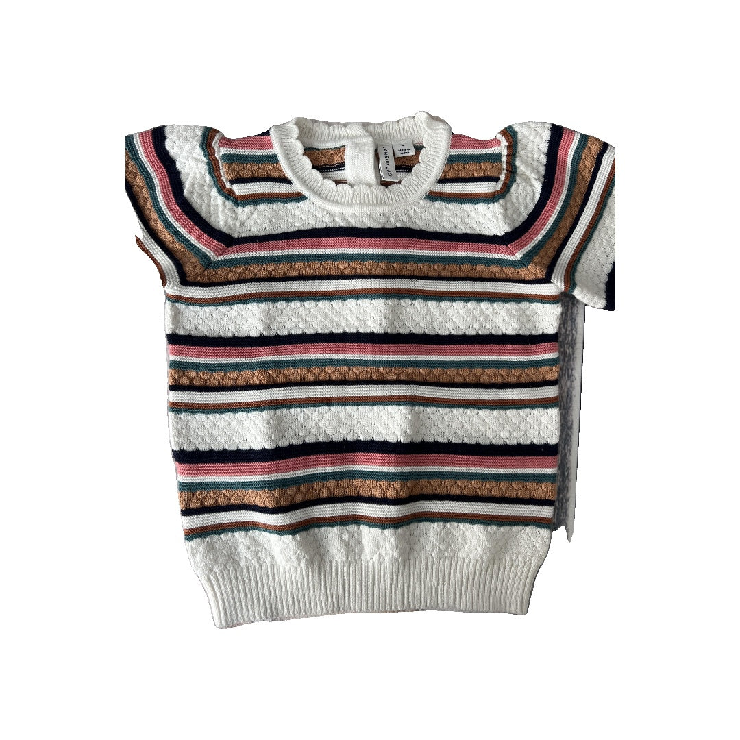 Janie and Jack Girls cream | Retro | Stripe Sweater Size: 4T cream | Retro | Stripe