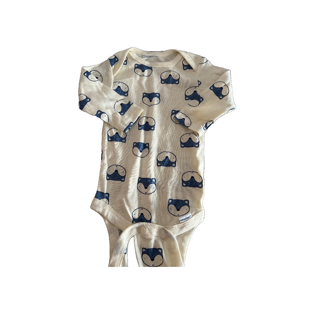 Gerber organic Boys cream | Royal Blue | animals Onesie Size: 0-3 months cream | Royal Blue | animals