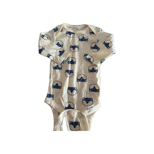 Gerber organic Boys cream | Royal Blue | animals Onesie Size: 0-3 months cream | Royal Blue | animals