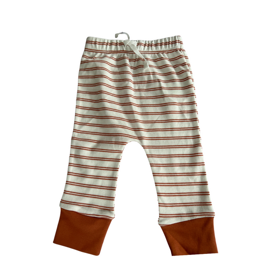 Mac and Moon Unisex Cream | Rust | Stripe Casual Pants Size: 18 months Cream | Rust | Stripe
