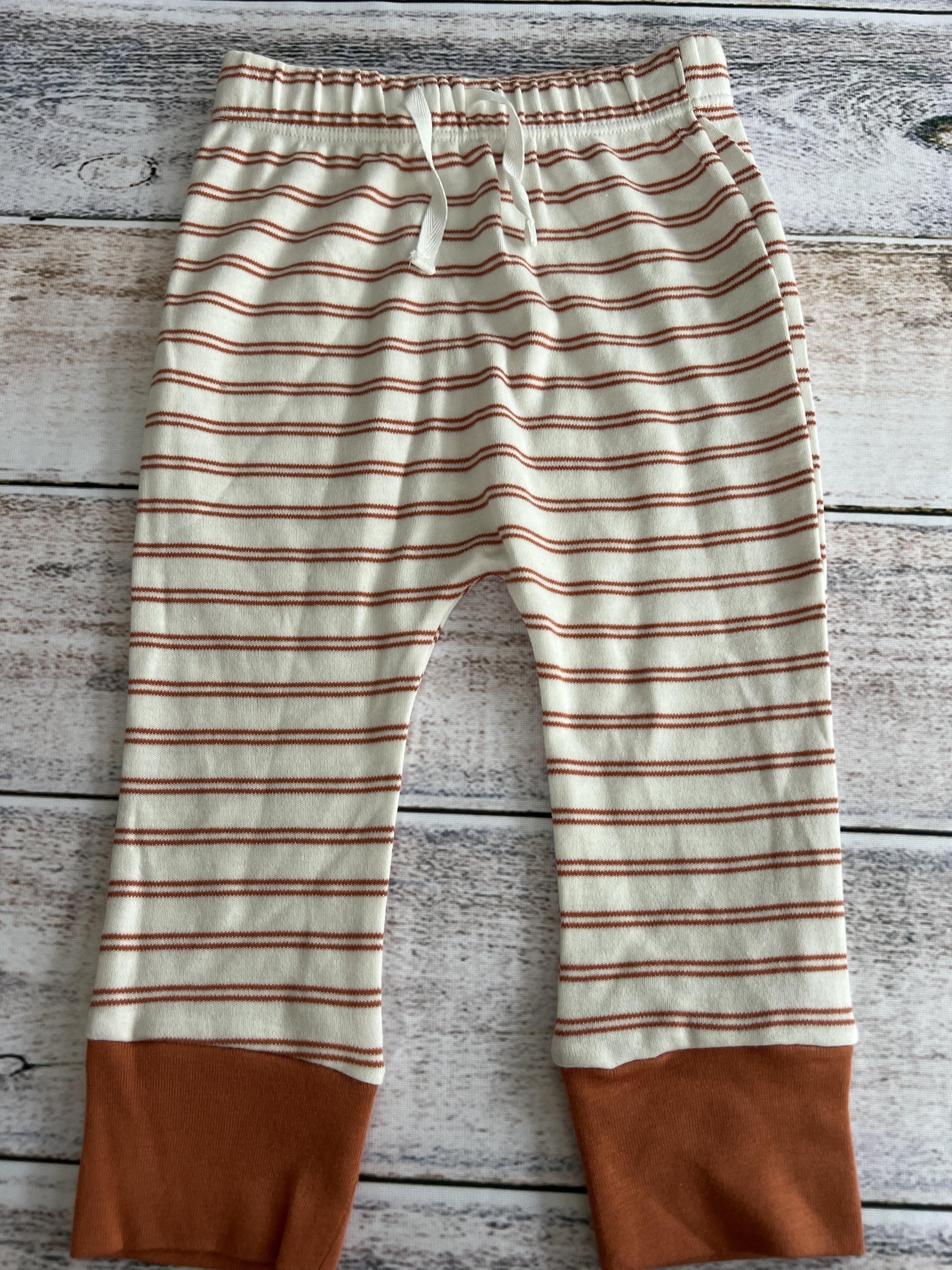 Mac and Moon Unisex cream | Rust | Stripe Pants Size: 24 months cream | Rust | Stripe