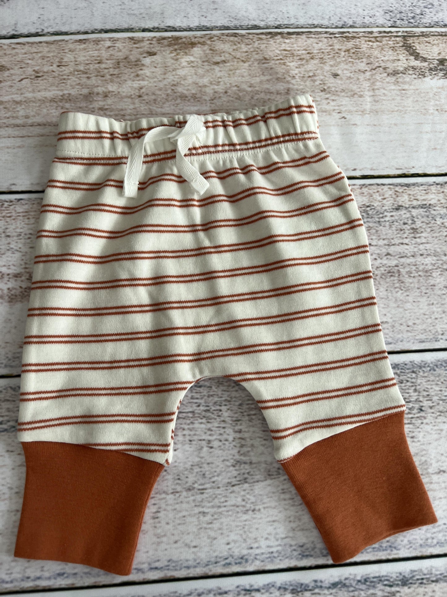 Mac and Moon Unisex cream | Rust | Stripe Pants Size: 3 months cream | Rust | Stripe