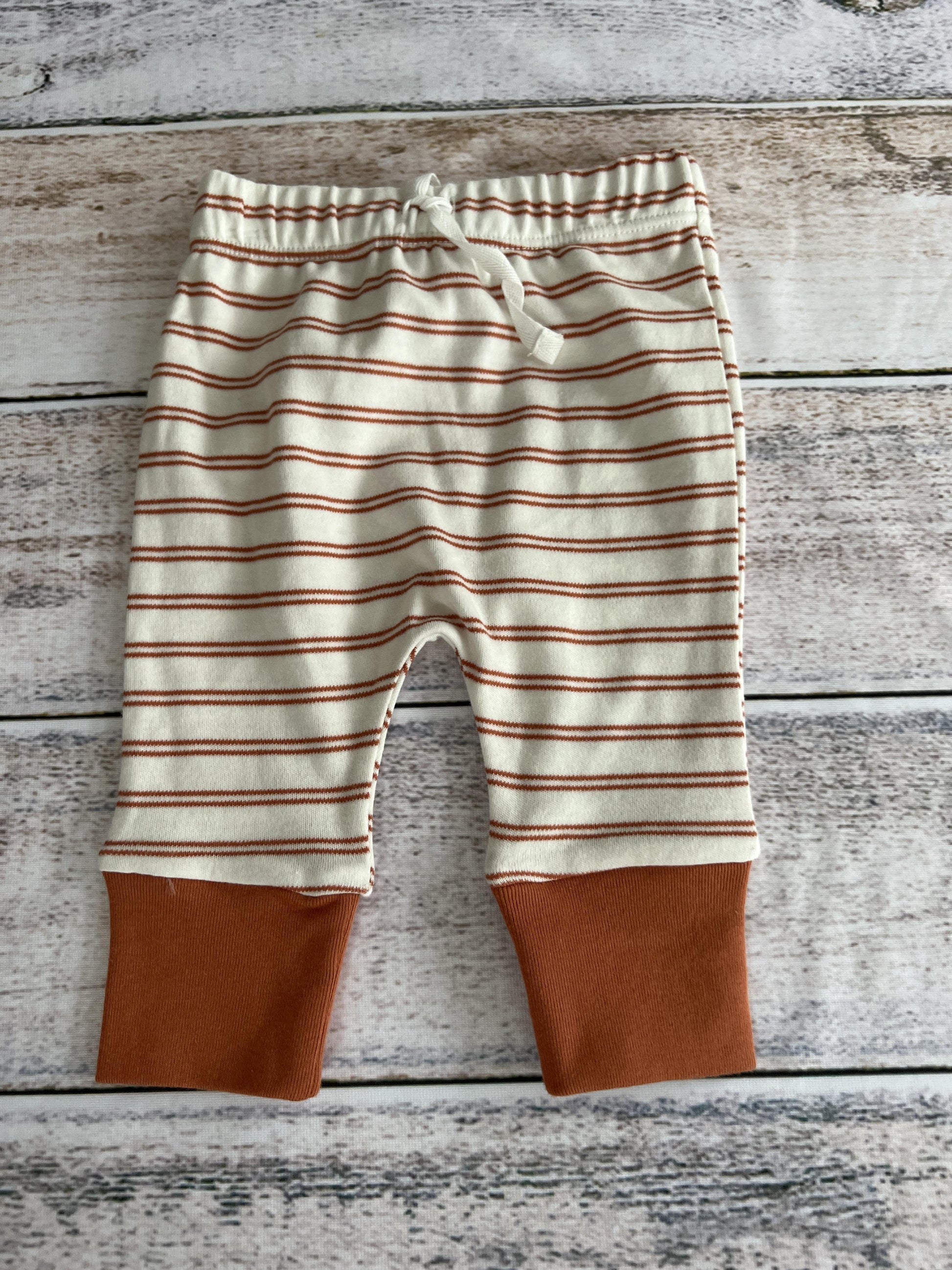 Mac and Moon Unisex cream | Rust | Stripe Pants Size: 6 months cream | Rust | Stripe