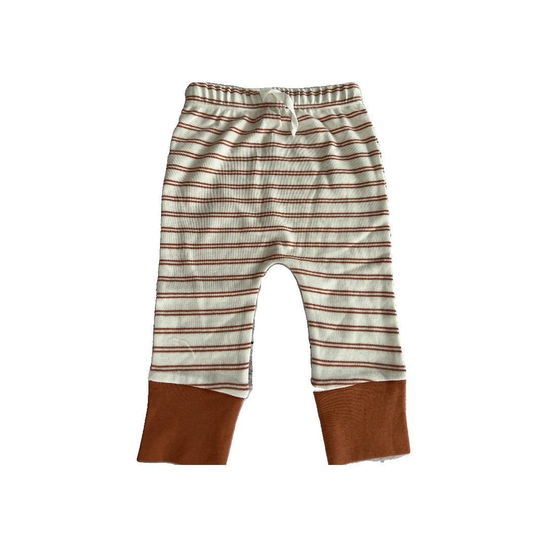 Mac and Moon Unisex cream | Rust | Stripe Pants Size: 12 months cream | Rust | Stripe