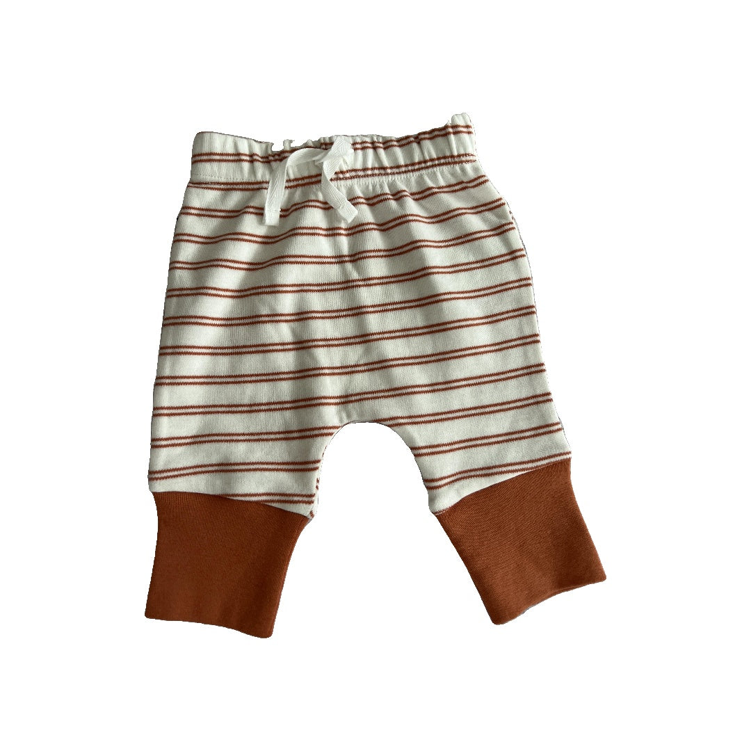 Mac and Moon Unisex cream | Rust | Stripe Pants Size: 3 months cream | Rust | Stripe