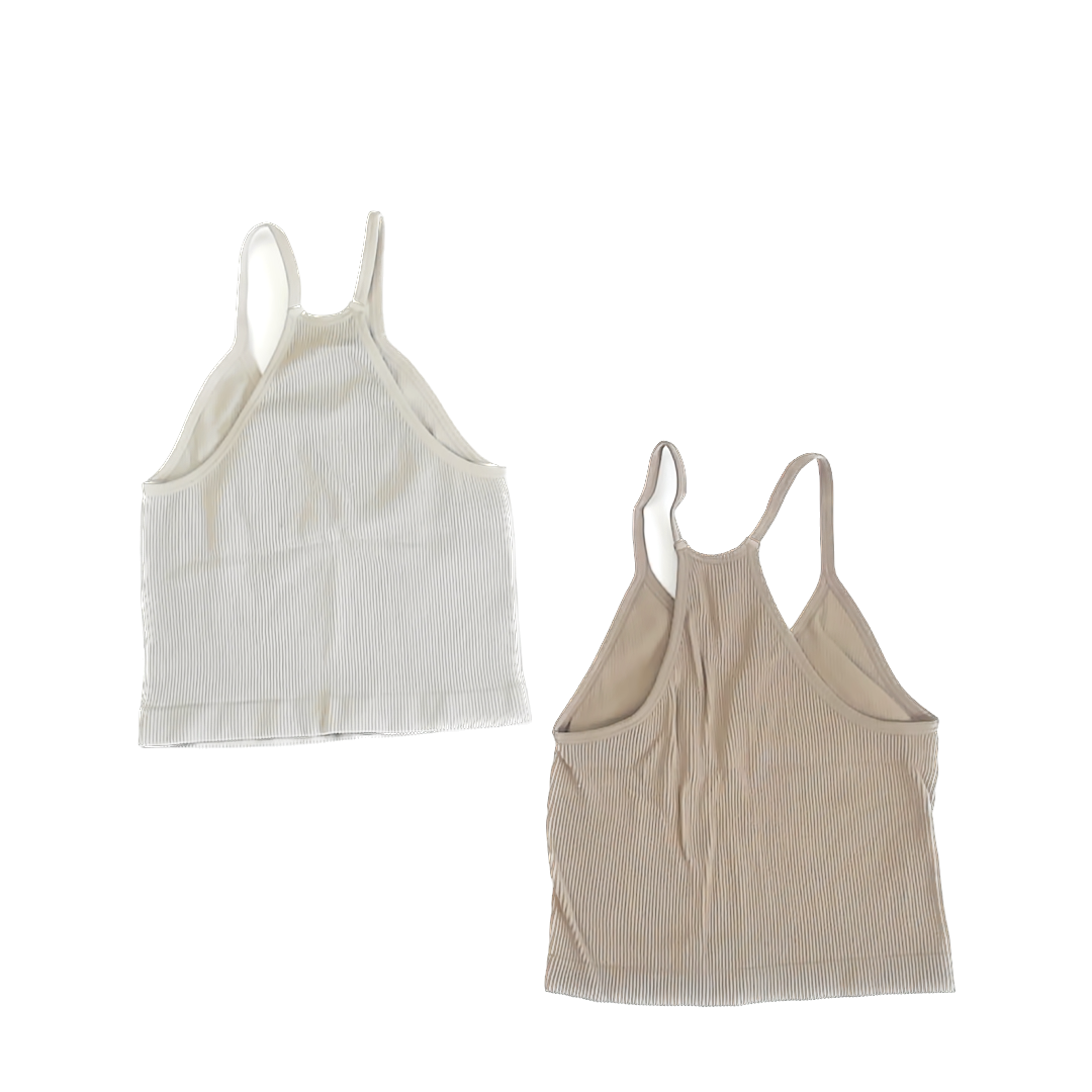 Ododos Girls Cream | Tan Tank Top Size: M/L Cream | Tan