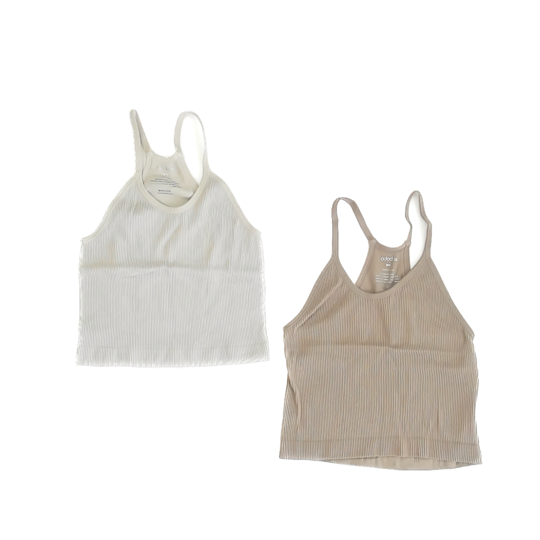 Ododos Girls Cream | Tan Tank Top Size: M/L Cream | Tan