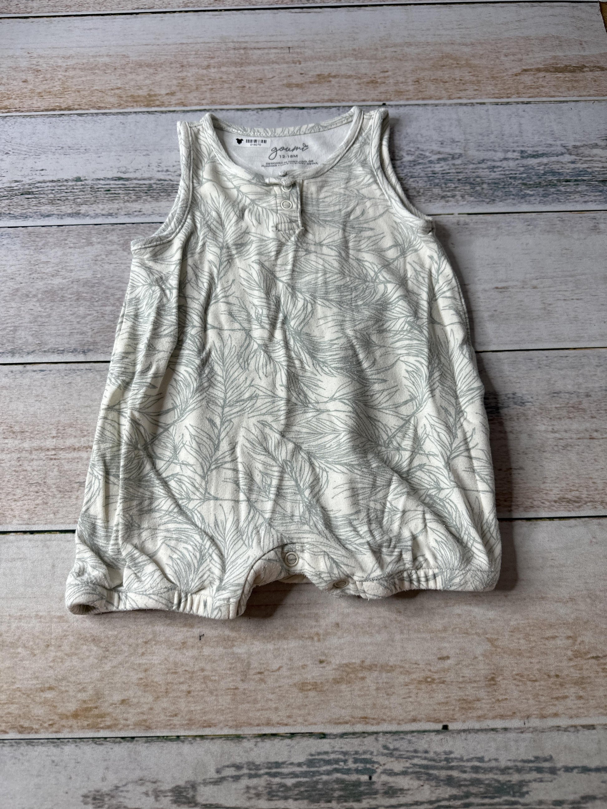 Goumi Boys cream | Teal Romper Size: 12-18 months cream | Teal