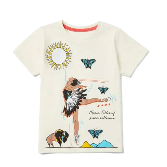Piccolina Girls Cream Trailblazer | Maria Tallchief T-Shirt Size: 2-5T