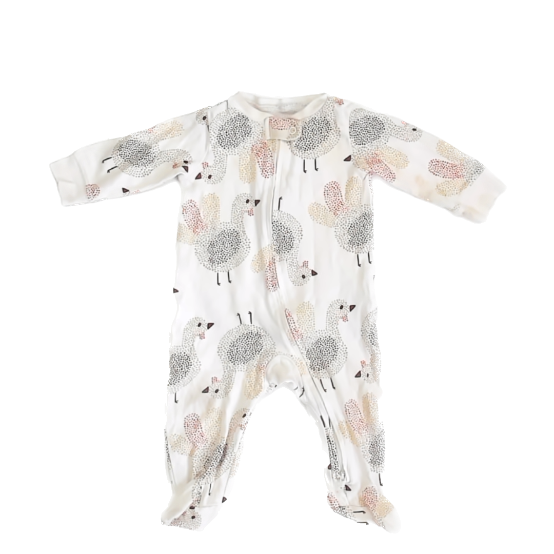 Carter's Unisex Cream | Turkeys 1-piece footed Pajamas Size: 6 Months Cream | Turkeys