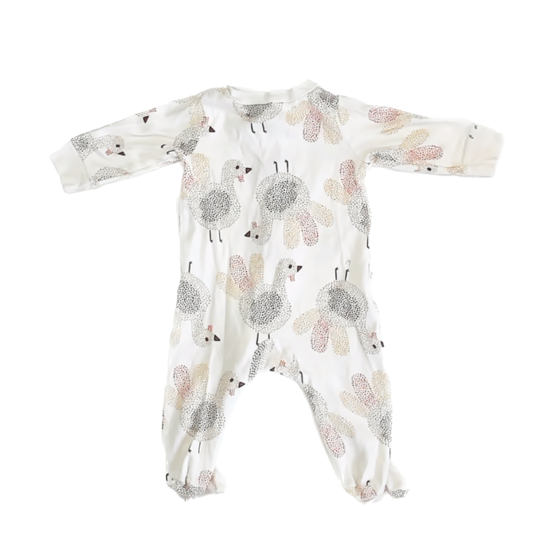 Carter's Unisex Cream | Turkeys 1-piece footed Pajamas Size: 6 Months Cream | Turkeys