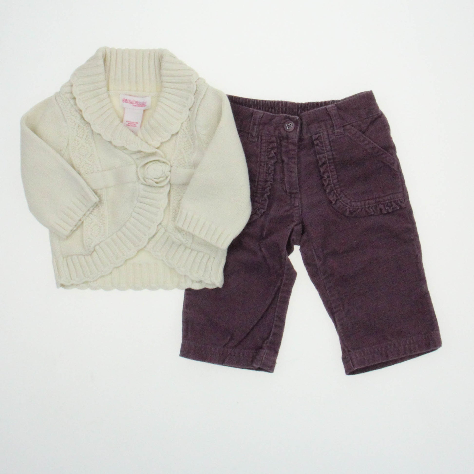 Janie and Jack | Osh Kosh Girls Cream Water | Purple Pants Apparel Sets Size: 3-6 Months Cream Water | Purple Pants