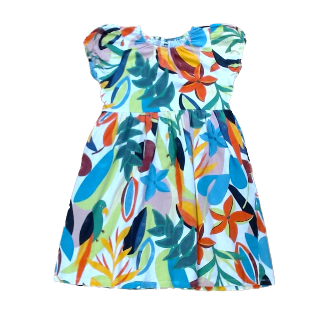 Tea Collection Girls Cream with Multicolor Plants Dress Size: 8T Cream with Multicolor Plants
