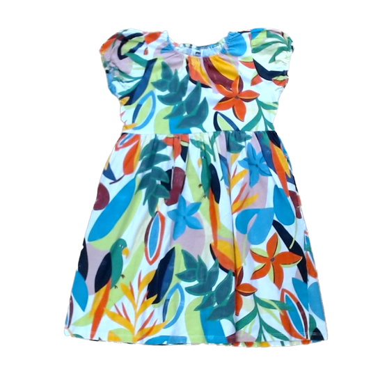 Tea Collection Girls Cream with Multicolor Plants Dress Size: 8T Cream with Multicolor Plants