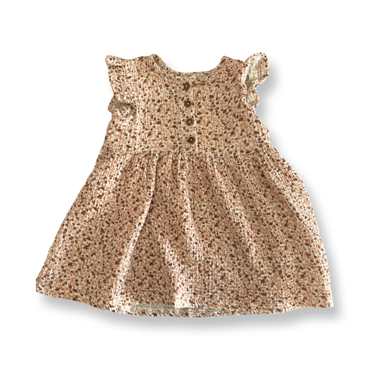 Colored Organics Girls Cream Tank Top Size: Floral Flutter Sleeve Cream