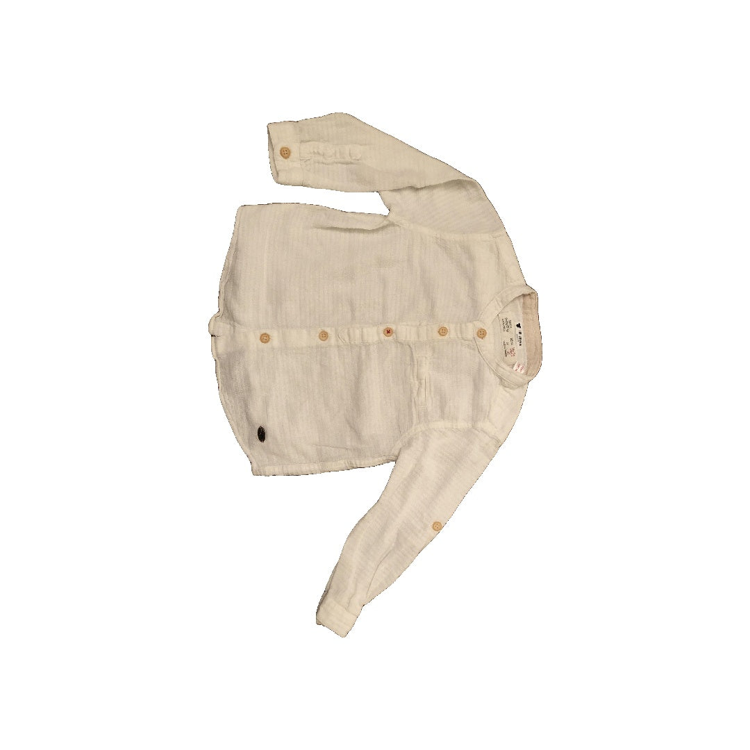Zara Boys cream Button Down Short Sleeve Size: 18-24 months cream