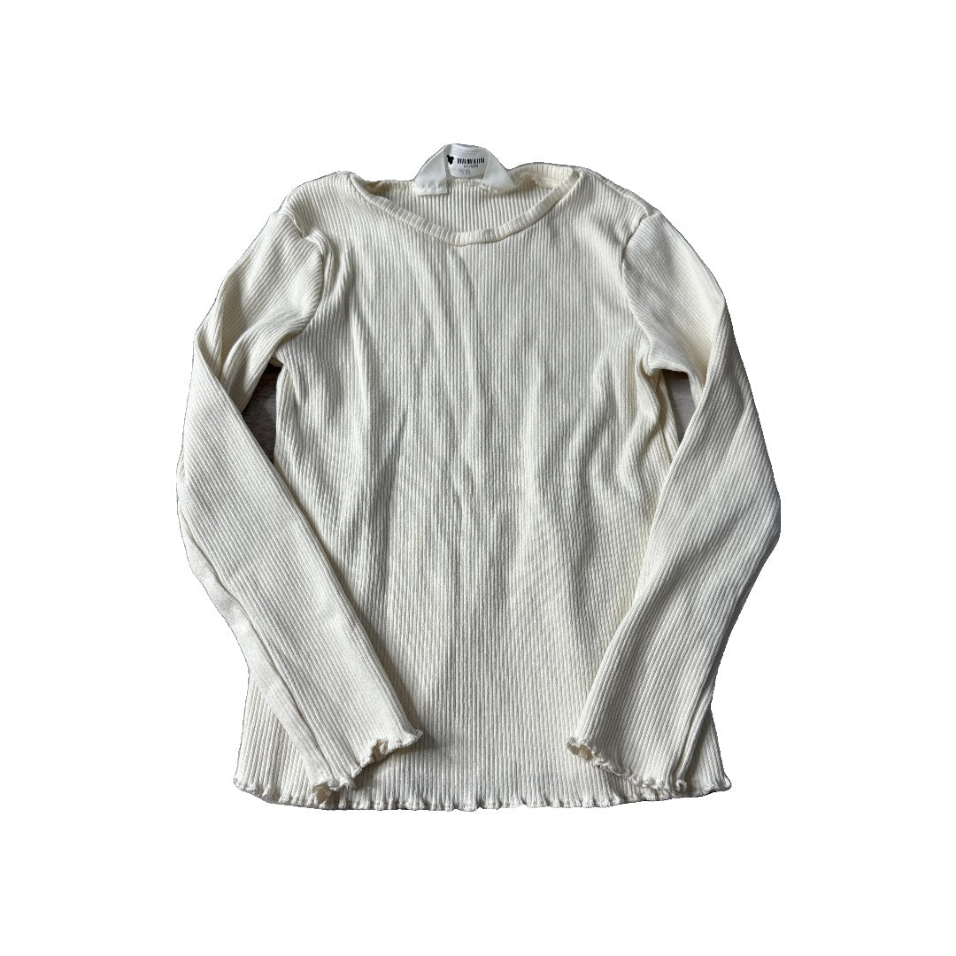 H&M Girls cream Long Sleeve T-Shirt Size: 5 cream