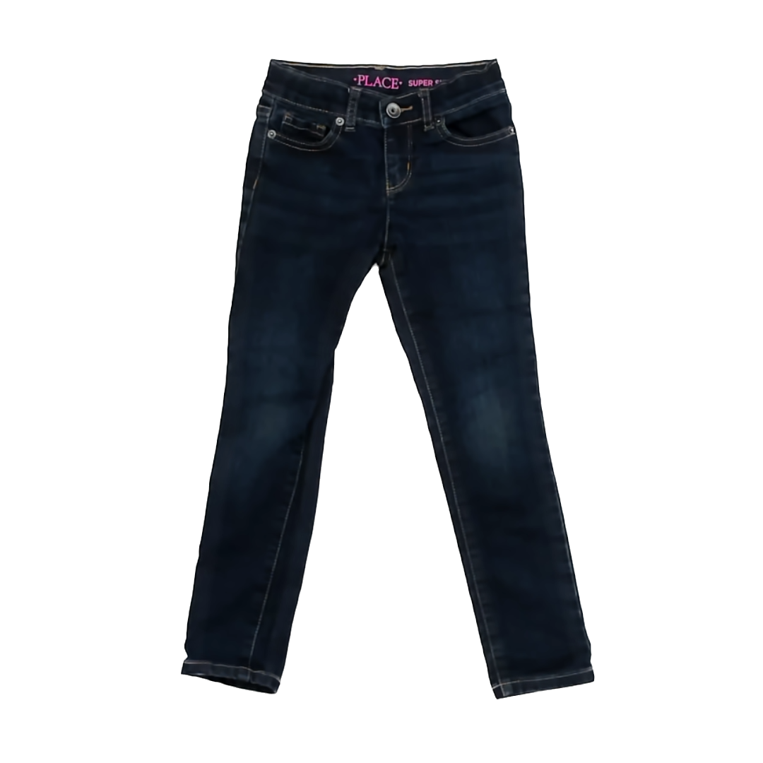 Children's Place Girls Dark Blue Denim Jeans Size: 6 Years Dark Blue Denim